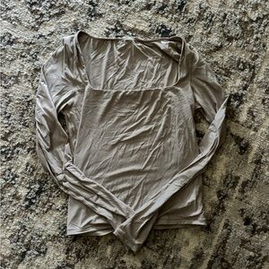 Aerie Long Sleeve Taupe Top